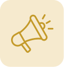 Yellow megaphone icon on a white background