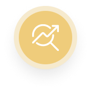 Growth chart inside magnifying glass icon